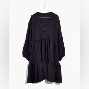 NEW Madewell Light Spun Collette Mini Dress Gauze Tiered Navy Plus Size 18W NWT
